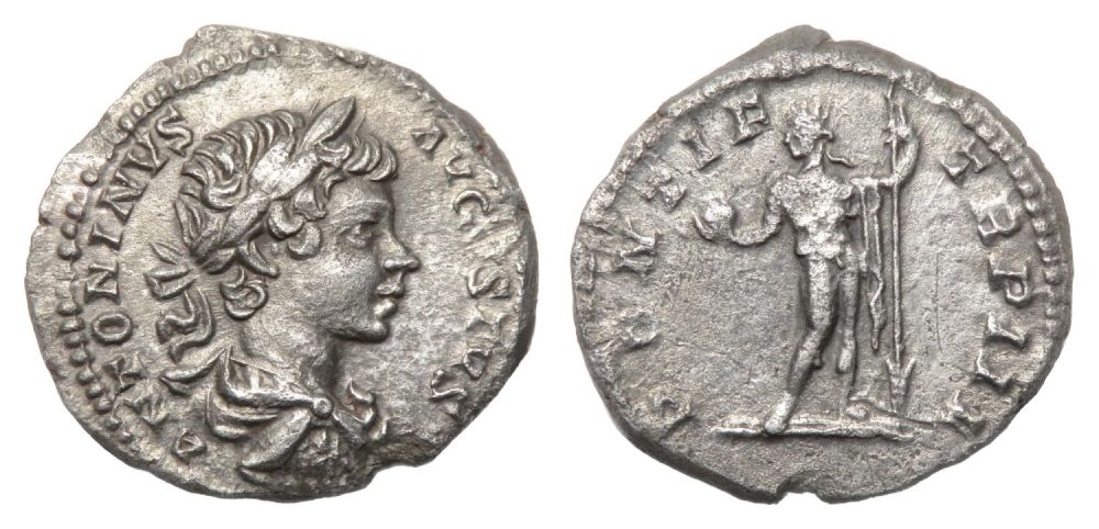 Lot 140: Caracalla Denarius. Rome AD, 200. Silver, 2.00g. 18.36...