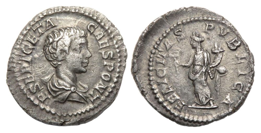 Lot 147: Geta Denarius. Rome, AD 203. Silver, 2.03g. 20.60...