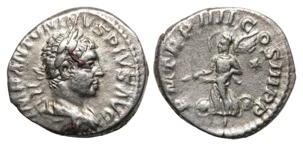 Lot 150: Elagabalus Denarius. Rome, AD 221. Silver, 3.34g. 18.42...