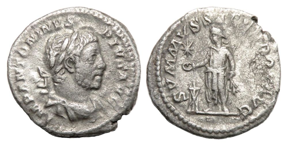 Lot 151: Elagaballus Denarius. Rome, AD 221-2. Silver, 2.77g. 19.49...