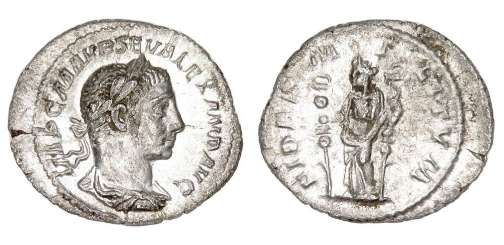 Lot 154: Severus Alexander Silver Denarius. Rome, AD 225. Silver,...