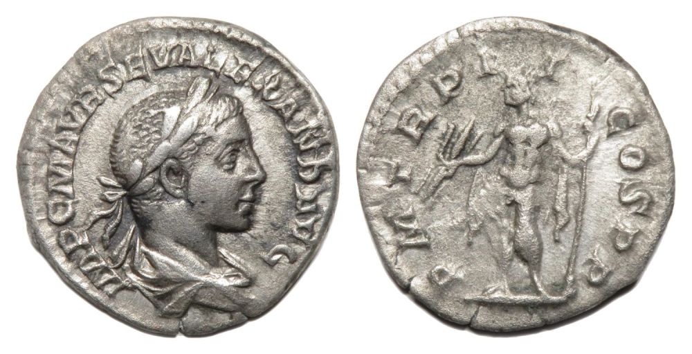 Lot 155: Severus Alexander Denarius. Rome, AD 223. Silver, 2.27g....