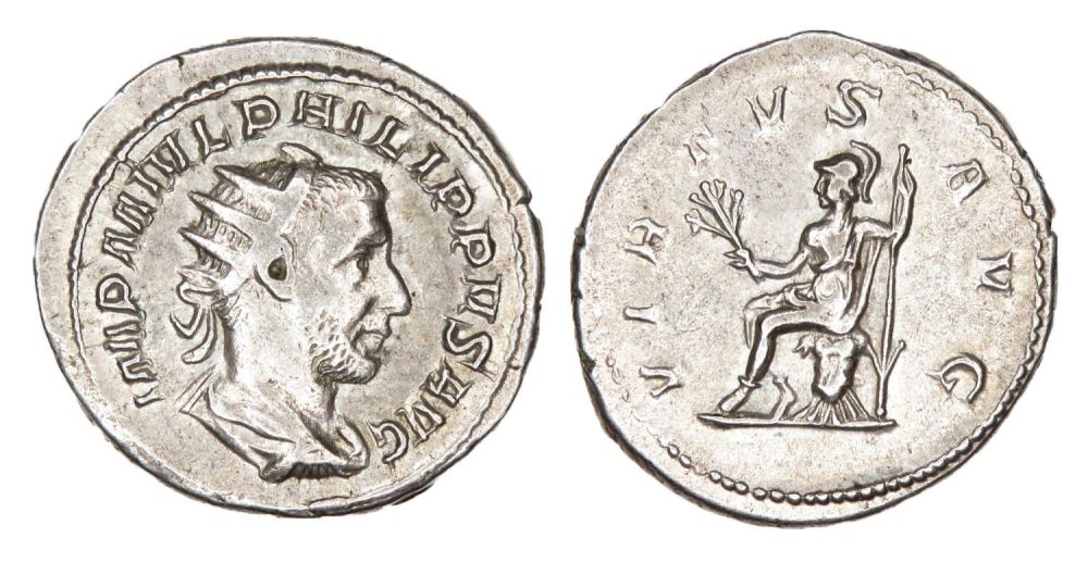 Lot 180: Philip II Antoninianus. Rome, AD 244-5. Silver, 22.98mm...