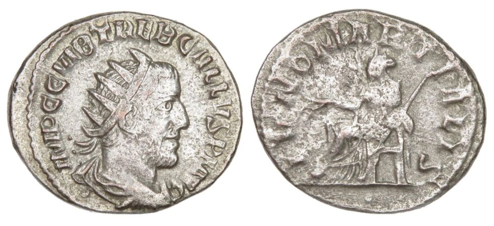 Lot 181: Trebonianus Gallus Antoninianus. AD 252. Silver, 3.52g. 22.37...