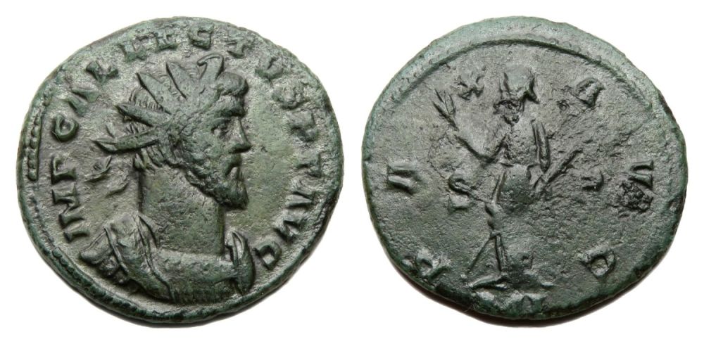 Lot 213: Allectus Antoninianus. London, AD 294-5. Billon, 22.76 mm...