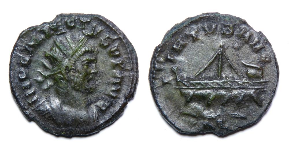 Lot 215: Allectus quinarius. London, AD 294-6. Billon, 19mm, 1.83g....