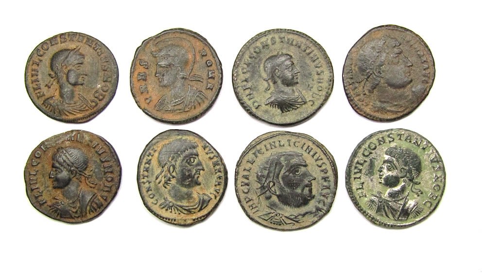 Lot 222: Lot of Eight Roman Imperial Coins. Later Constantinian...