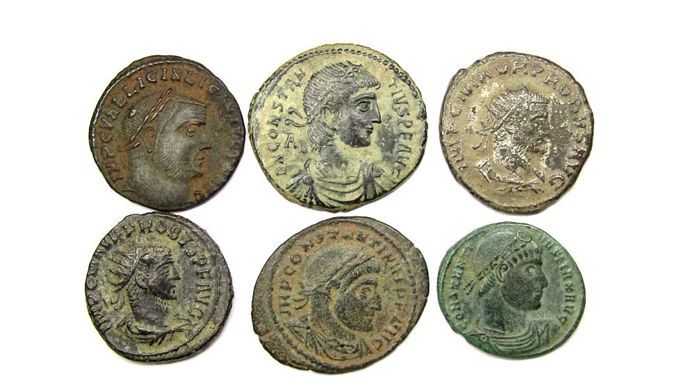 Lot 223: Later Roman Bronze Issues (6). 3rd-4th century AD....