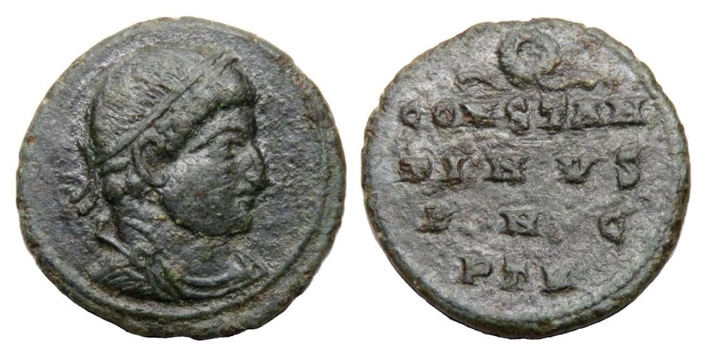 Lot 225: Constantine Centenionalis. Trier, AD 326. Billon, 1.53g. 15.58...