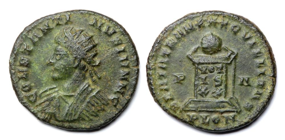 Lot 228: Constantine II nummus, London, AD 320-321. Obv. CONSTANTINVS...