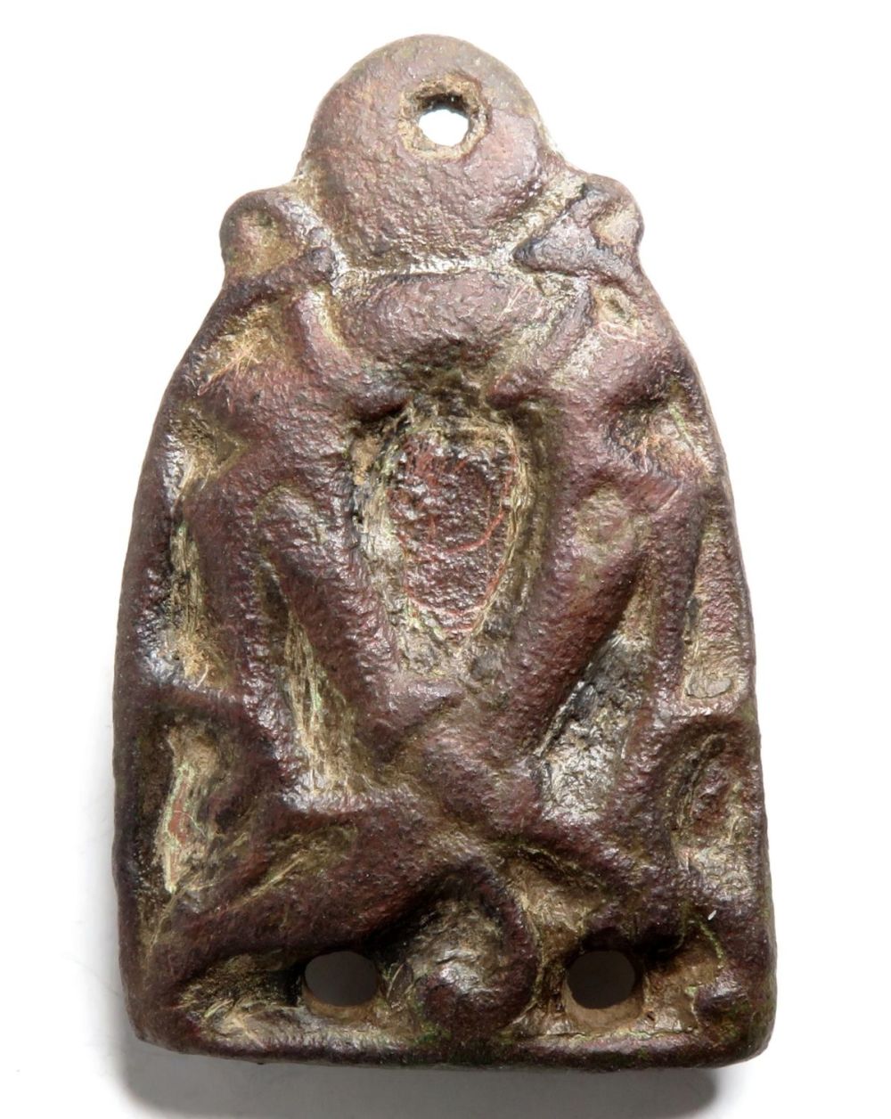 Lot 1045: Viking Stirrup Mount, Circa 10th century AD. Copper-alloy,...