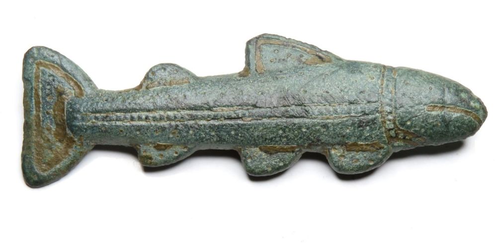 Lot 1046: Anglo-Saxon Zoomorphic Fish Brooch. Circa 5th-7th century AD....