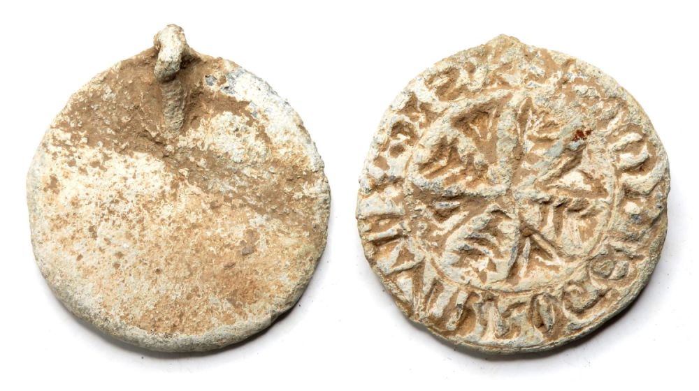 Lot 1062: Medieval Seal Matrix. Circa 13th century AD. Lead,...