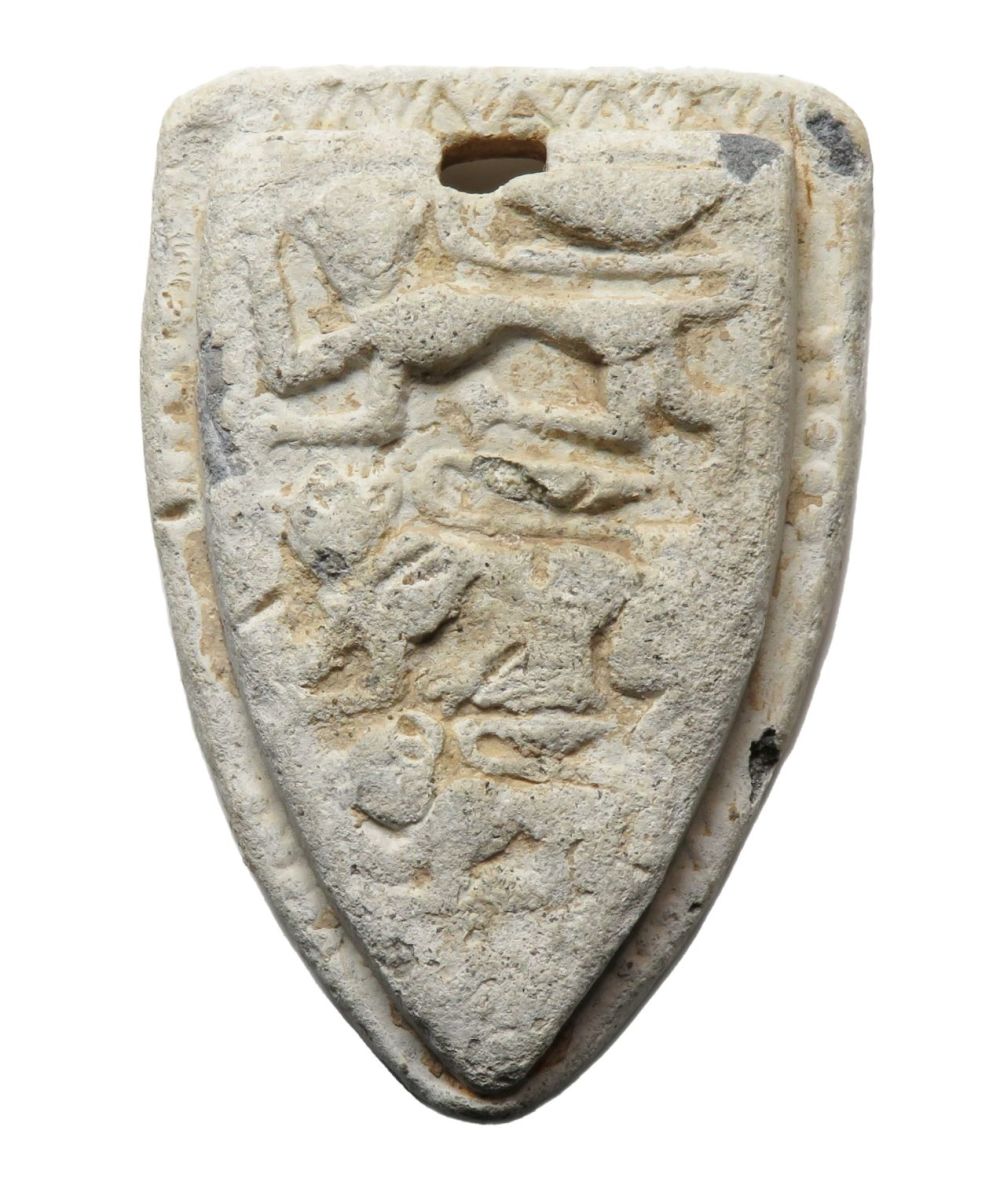 Lot 1081: Lead 'three lions' trade weight. Circa 13th-14th century...