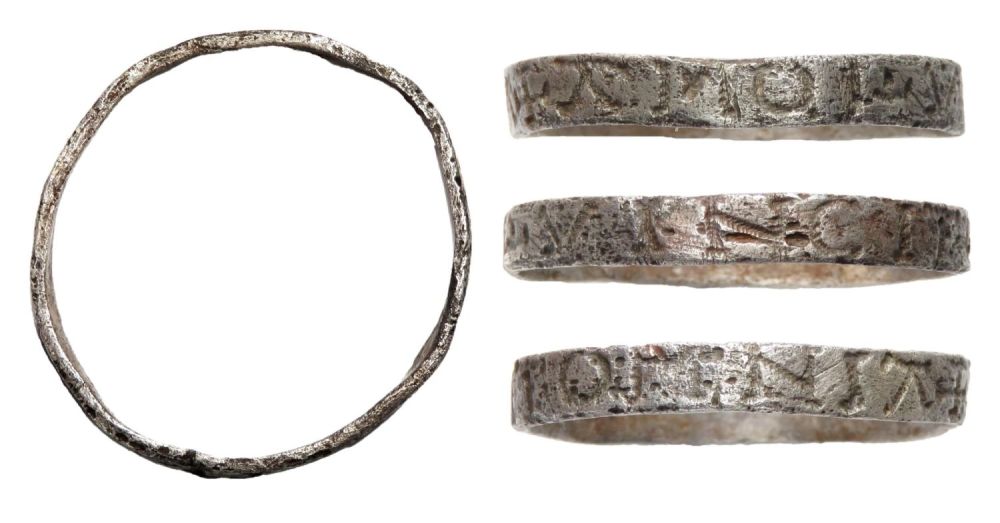 Lot 1087: Medieval Posy Ring, circa 13th century AD. Silver,...