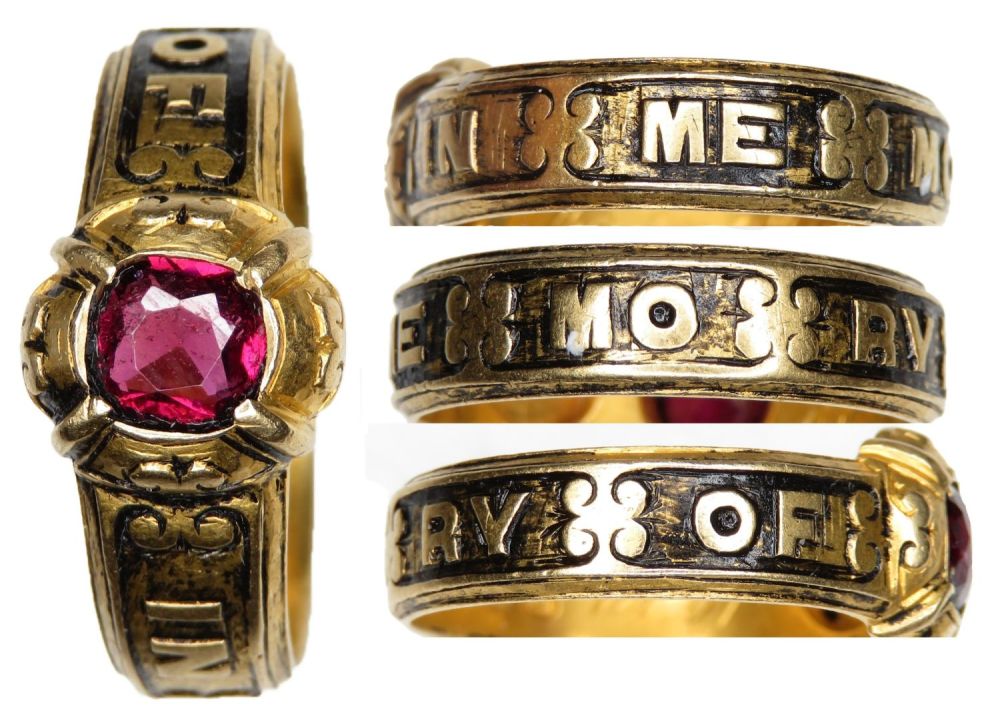 Lot 1099: 19th Century Gold and Garnet Mourning Ring. 18ct...