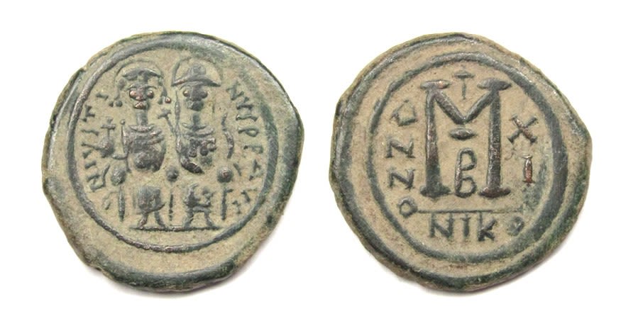 Lot 1116: Byzantine. Justin II, with Sophia, 565-578. Follis. Bronze,...