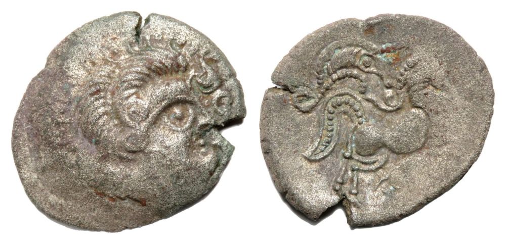 Lot 1129: Coriosolites Ogmios & Boar Silver Stater. Circa 56...