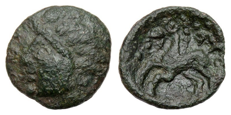 Lot 1137: Addedomaros Corded bronze unit, c. 45-25BC. Obv: Head...