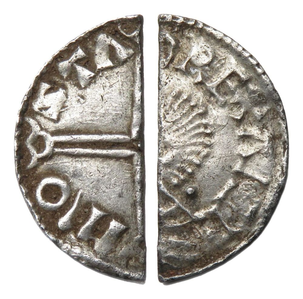 Lot 1163: Athelred II cut halfpenny. Silver, 0.66g. 19.71 mm....