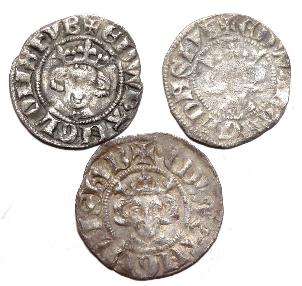 Lot 1200: Edward I / II silver pennies, largest 20mm....