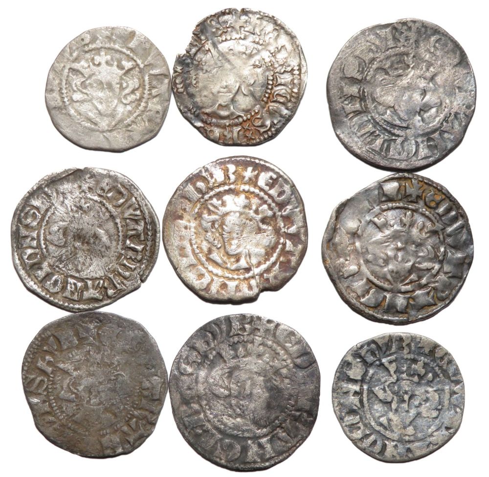 Lot 1201: British Hammered Silver Pennies (9). Largest 20mm. (6)...