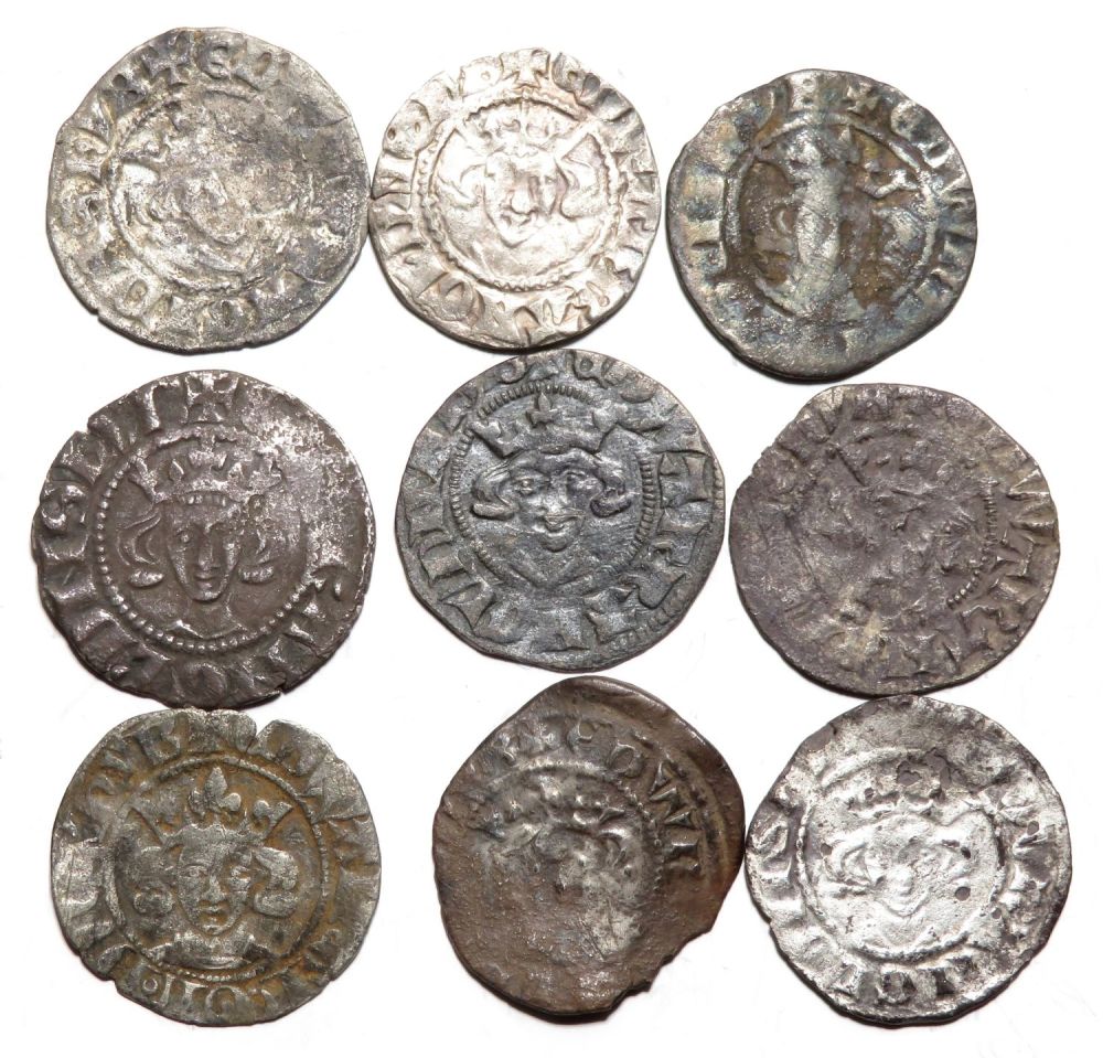 Lot 1202: British Hammered Silver Pennies (9). Largest 20mm. (8)...