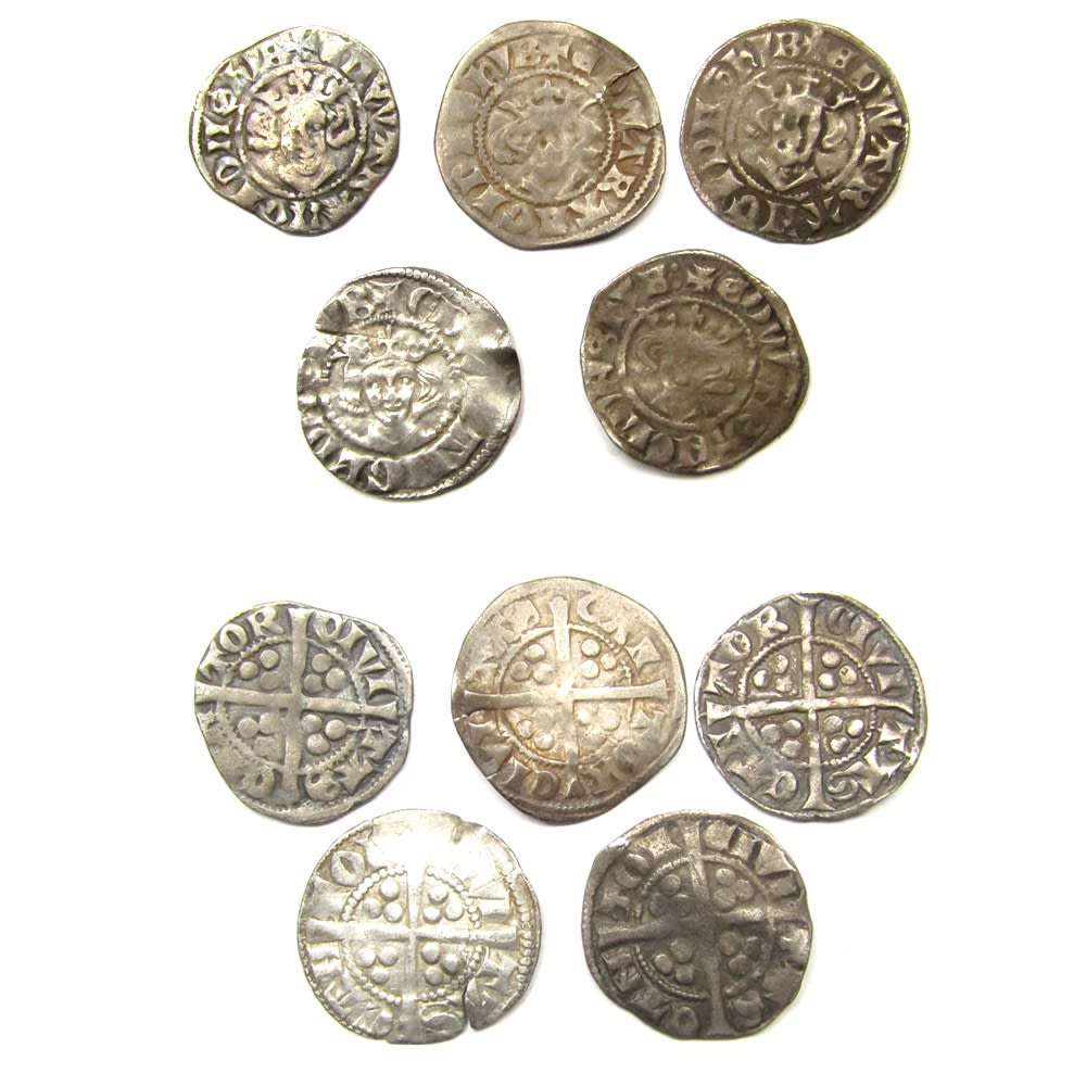 Lot 1205: British Hammered Silver Pennies (5). All Edward I,...