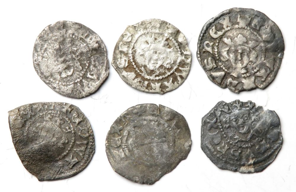 Lot 1210: British Hammered Silver Farthings (6). largest 13mm. Edward...