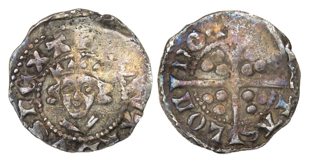 Lot 1215: Edward II farthing, London. Crowned facing bust, +EDWARDVS REX...