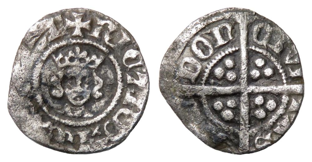 Lot 1216: Richard II Halfpenny. Circa, 1377-99. Obverse: Crowned facing bust,...