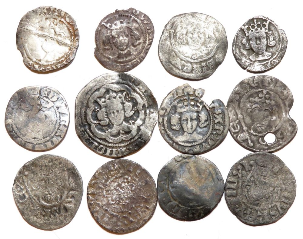 Lot 1228: British Medieval Hammered Silver Group. Largest 22mm. Pennies...