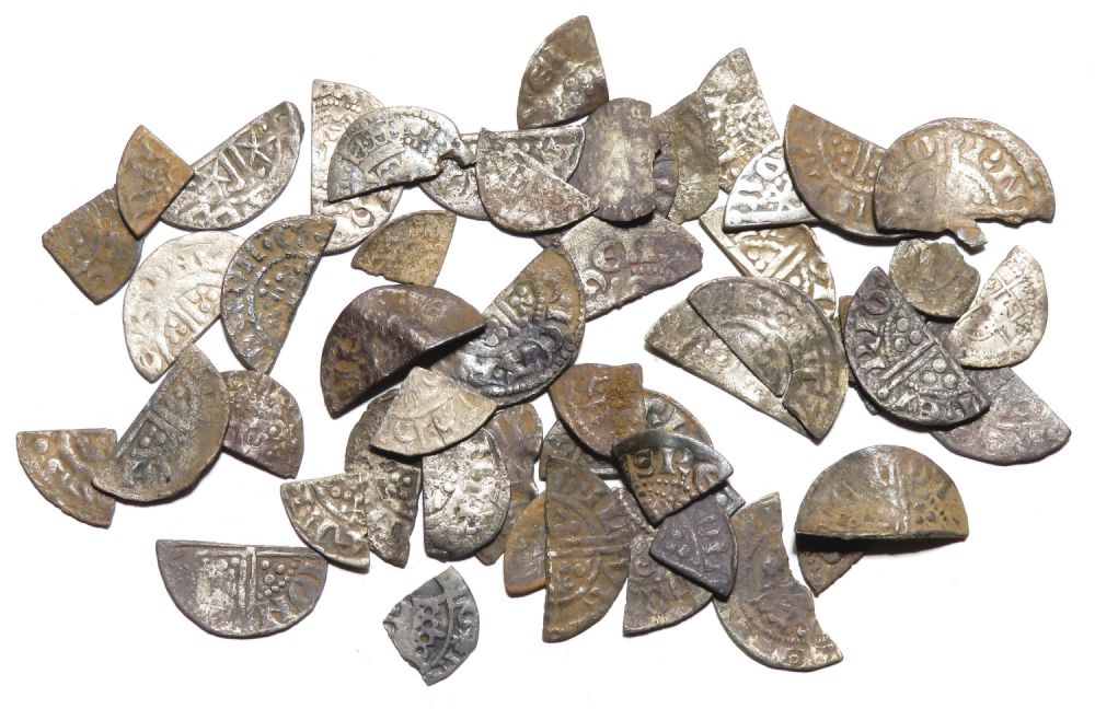 Lot 1231: Hammered Silver Coin Group. Mostly English cut halfpennies...