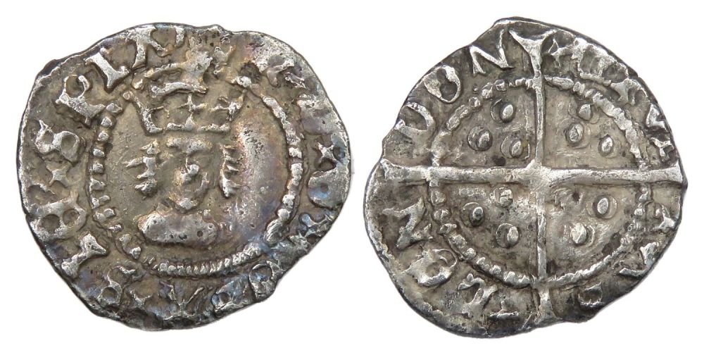Lot 1234: Henry VIII halfpenny, London mint. Silver, 12mm, 0.34g. Obverse:...