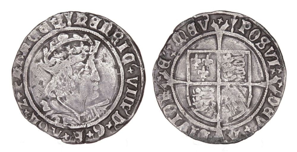 Lot 1235: Henry VIII groat. Second Coinage, 1526-44 AD. Silver,...