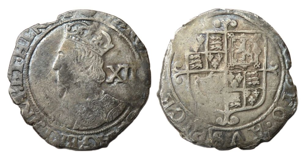 Lot 1250: Charles I shilling. Group F. Briot's bust type...