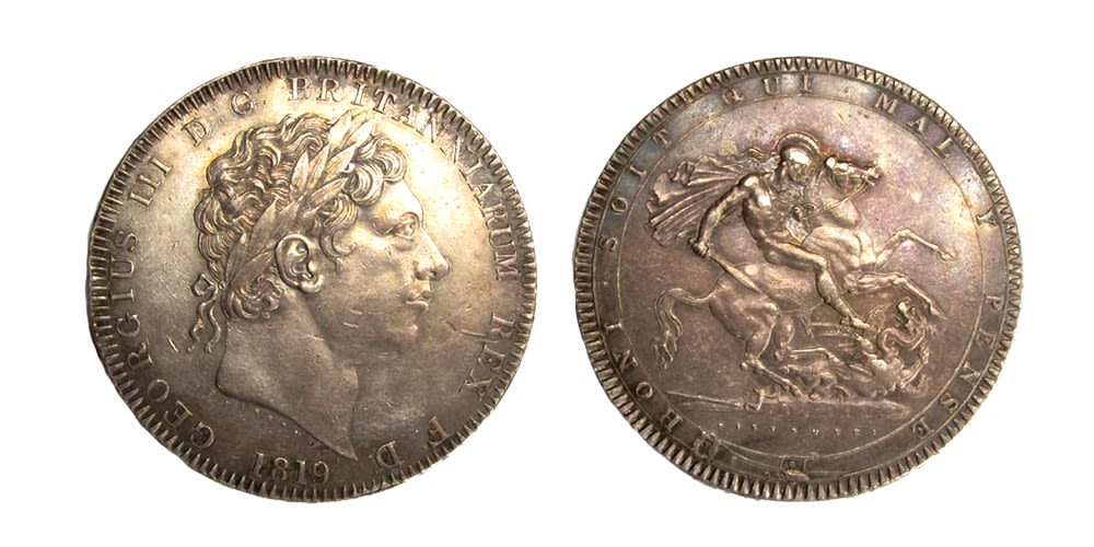 Lot 1265: George III Crown. 1819. LIX on edge. Laureate...