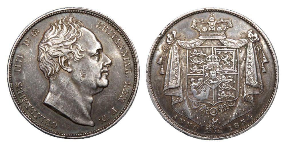 Lot 1273: William IV Halfcrown. 1834. Obverse: WW in script...