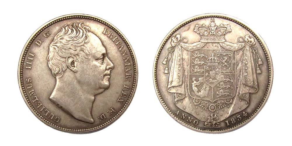 Lot 1274: William IV Half Crown. 1834. Type A. NEF....