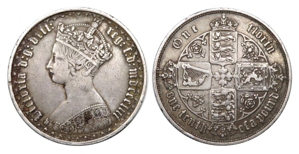 Lot 1281: Victoria Gothic Florin. 1853. Gothic type B. R....