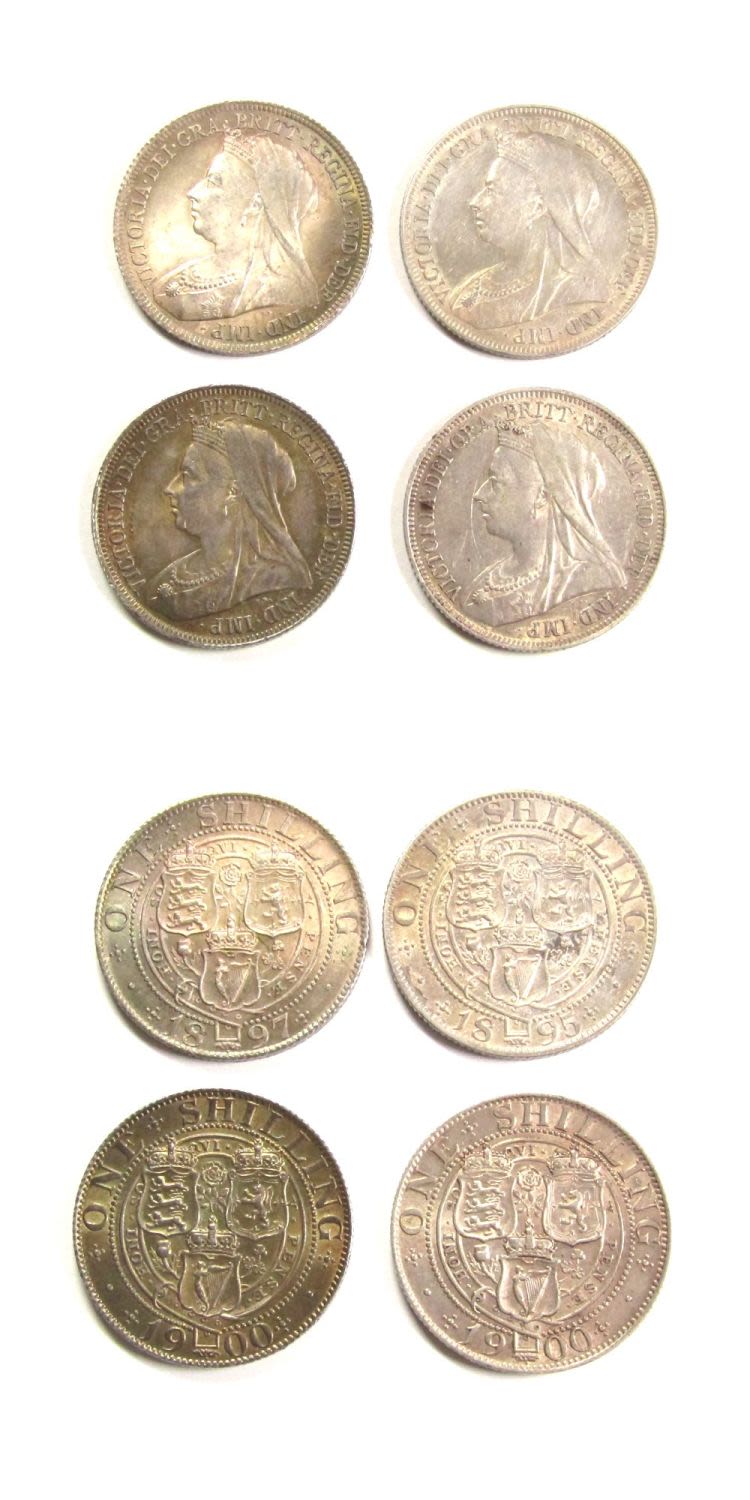 Lot 1283: Victoria Shillings (4). Old veiled bust left. R....
