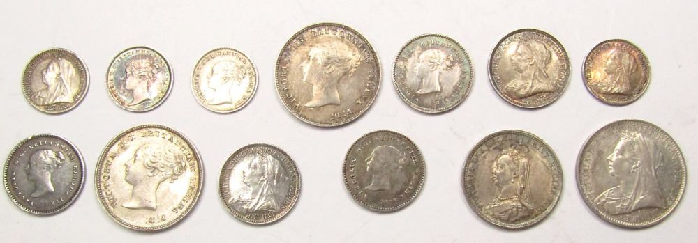 Lot 1285: Victoria Maundy pieces (13). A selection of various...