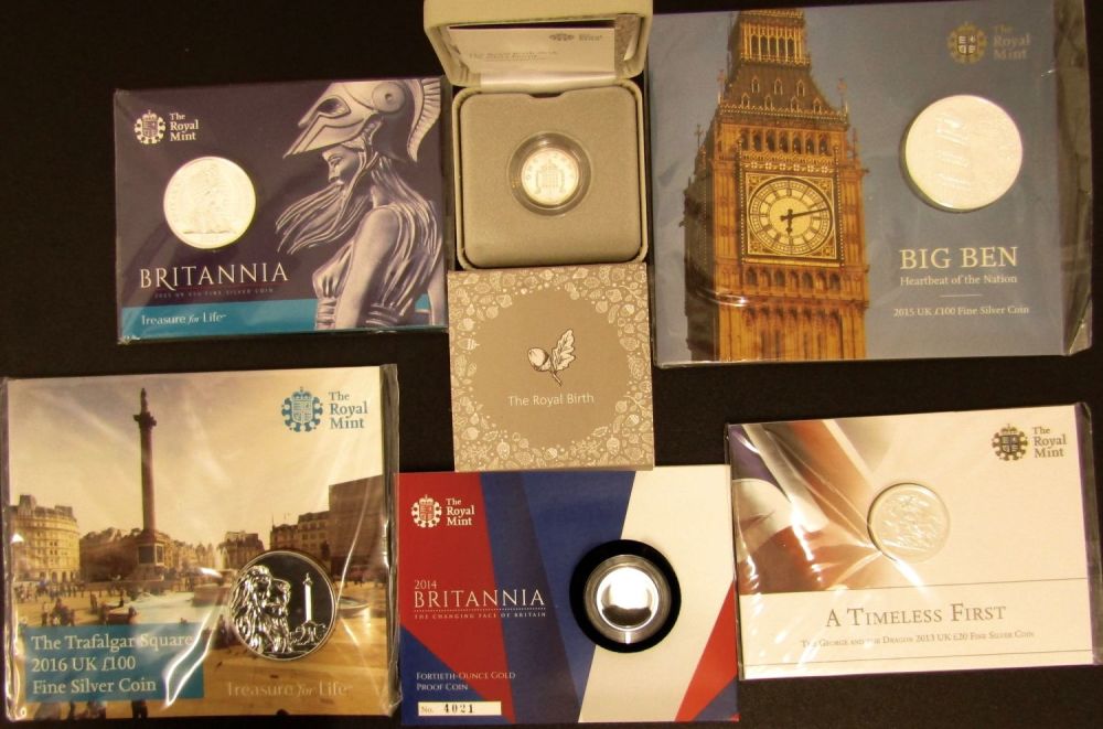Lot 1303: Royal Mint Fine Silver & Gold Commemoratives in...