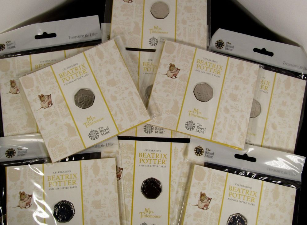 Lot 1312: Royal Mint, Beatrix Potter Mrs Tittlemouse 2017 Fifty...