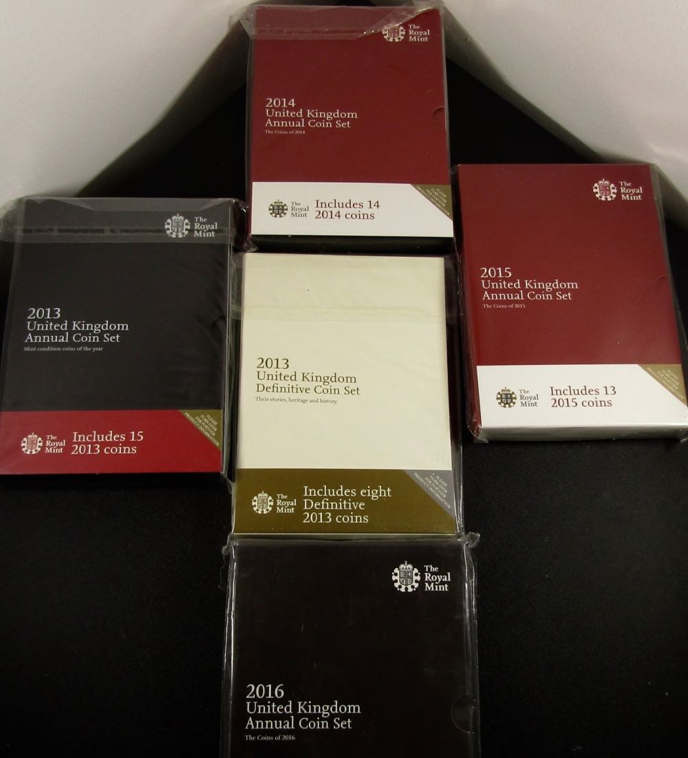 Lot 1324: Royal Mint Sealed BUNC Coin Year Sets (5)....