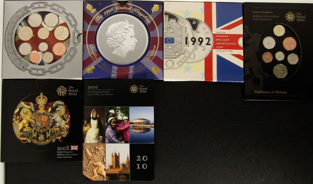 Lot 1335: Royal Mint BUNC Coin Year Sets. (6) 2008,...