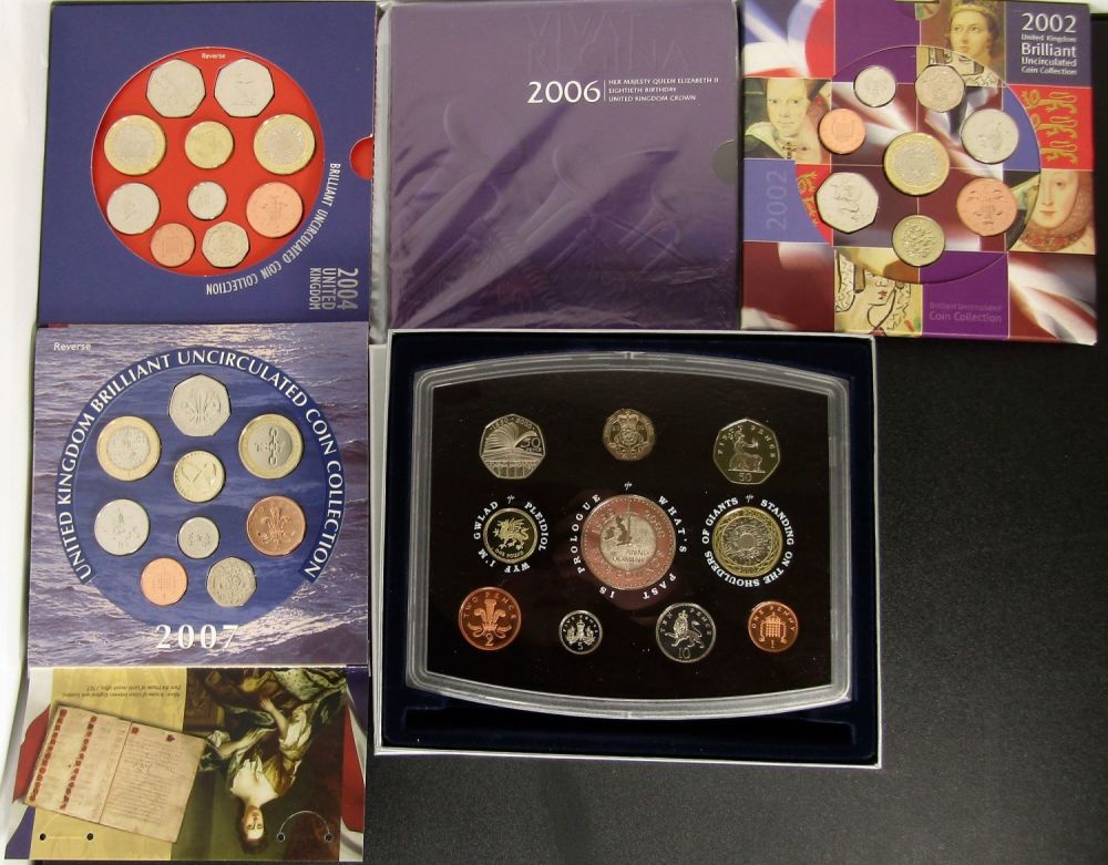 Lot 1336: Royal Mint BUNC Coin Year Sets (5). 2000,...