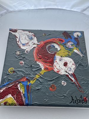 Contemporary Abstract High-Impasto Painting By Christina Habibi. A single contemporary abstract 