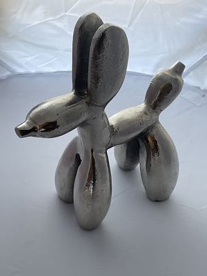 Modern Pop Art Style Silver Balloon Dog Sculpture. A single decorative sculpture executed in the 