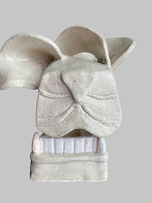Contemporary Studio Pottery Stoneware Animal Head Sculpture. A single contemporary studio 